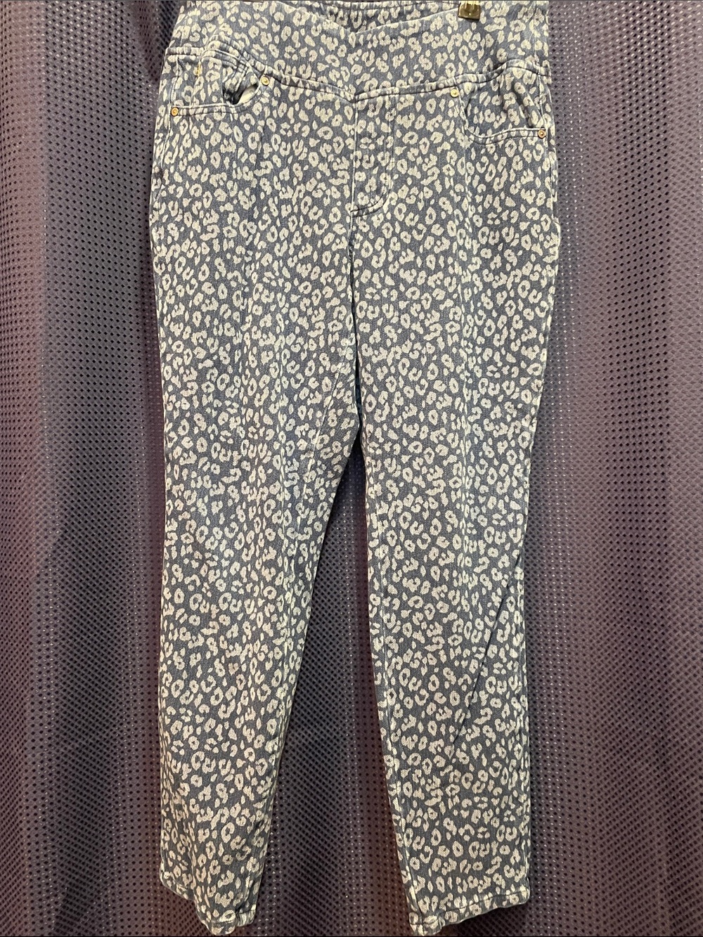 belle Blue denim tone on tone Leopard-Print Jeans
